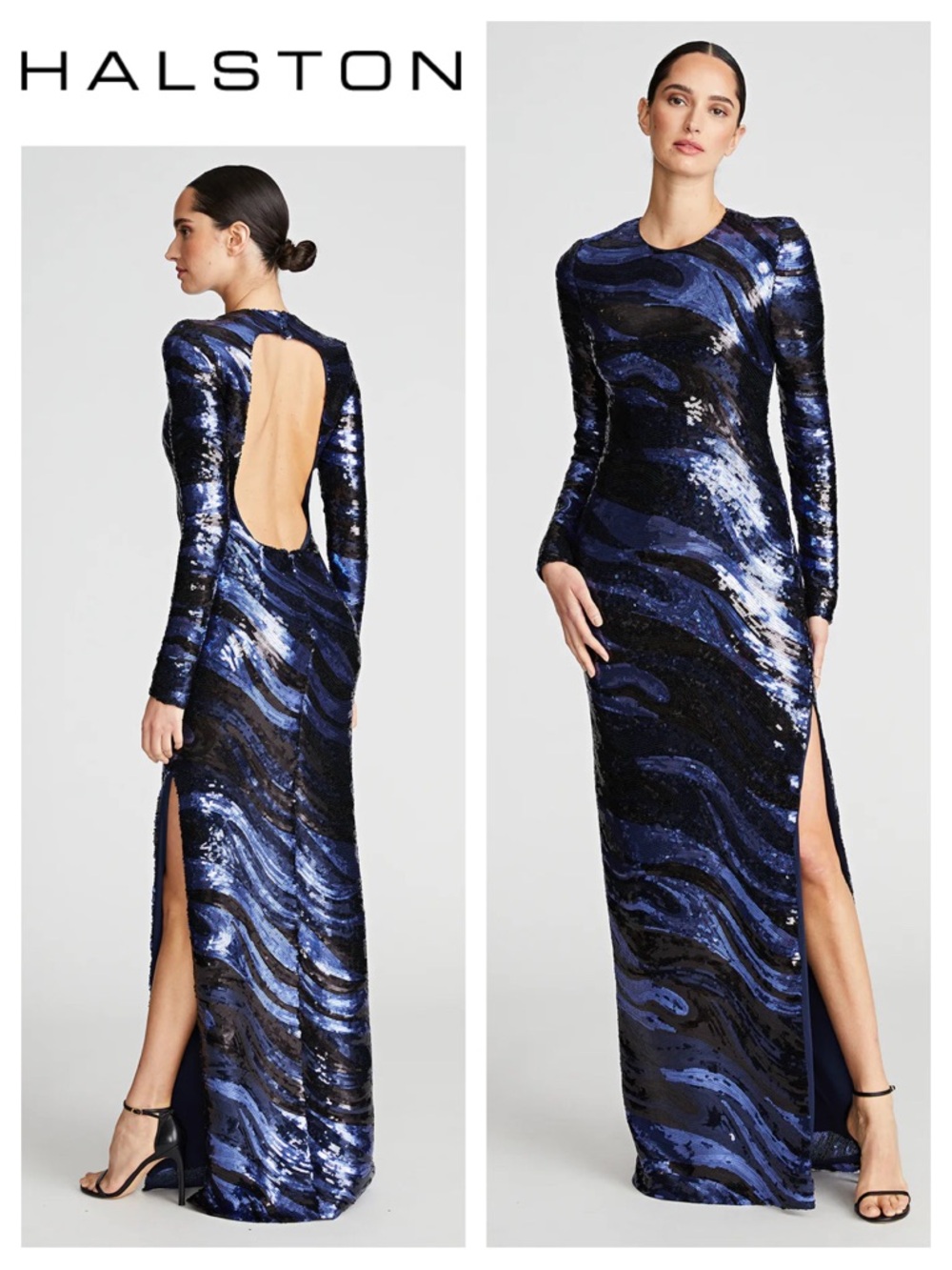 HALSTON Whitney Open Back Gown in Sequins